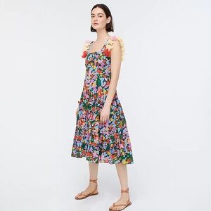 J. Crew Tassel Midi Dress in Confetti Floral Print SIZE M